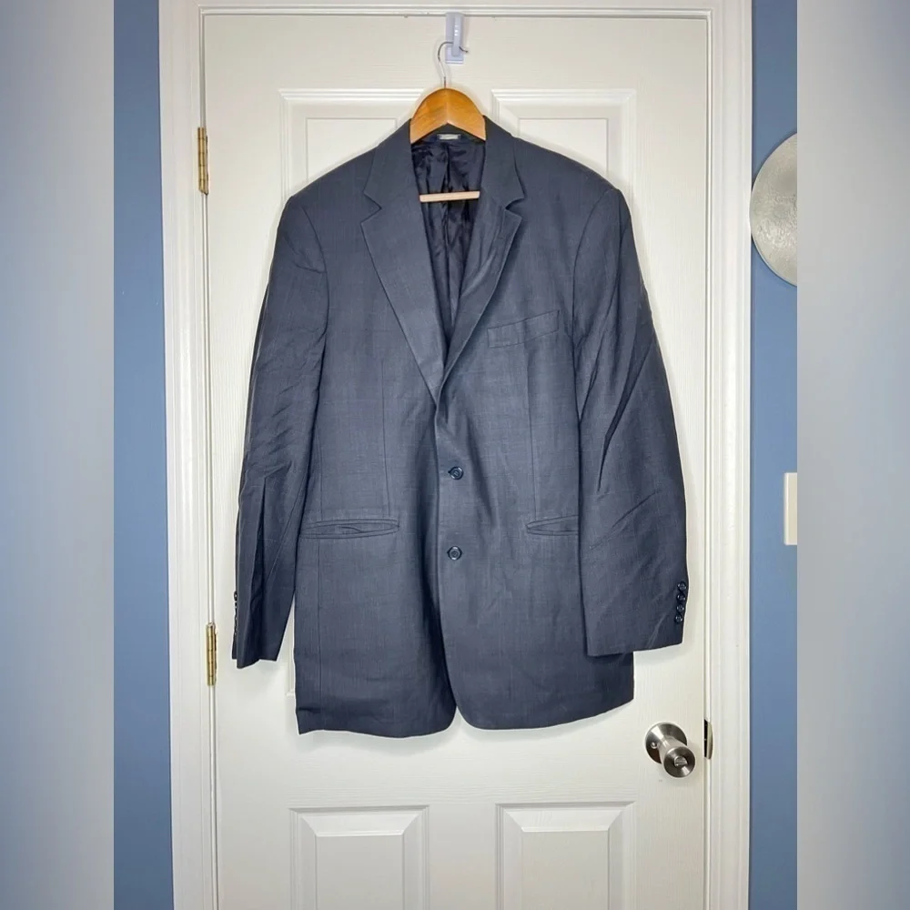 Brooks Brothers 346 Mens 42L Blue Plaid Wool Suit Jacket Blazer Sport Coat 42 L